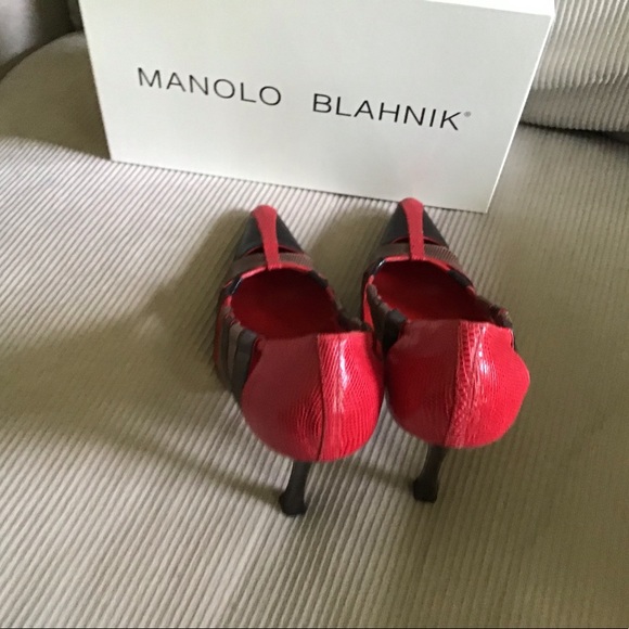 Manolo Blahnik Red Lizard size 39 brand new $1100 - Picture 11 of 12